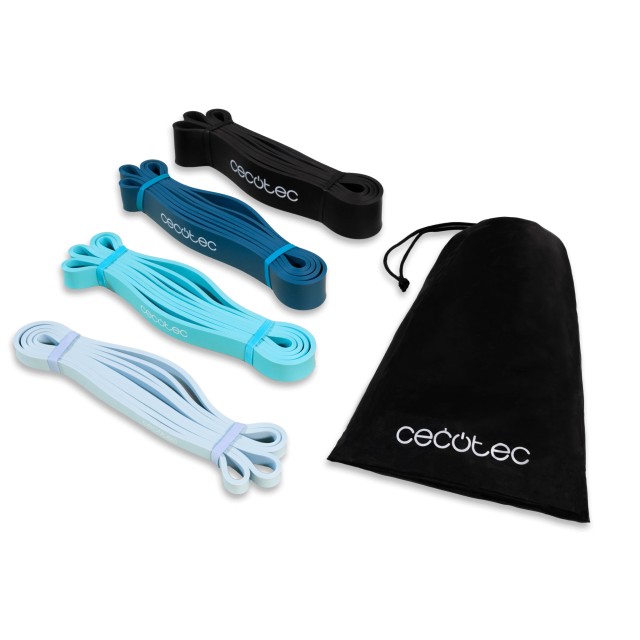 CECOTEC  Σετ DrumFit Power Band: 4 Ελαστικές Ταινίες Αντίστασης 15-60 Kg με Τσάντα Μεταφοράς  CEC-07126