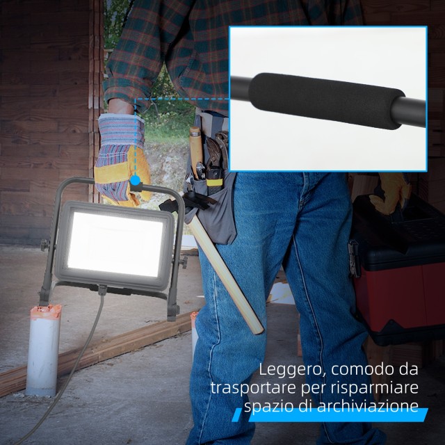 HOMCOM  Φωτιστικό LED Εργασίας 6500K με Περιστρεφόμενη Κεφαλή και Ρυθμιζόμενη Βάση, από Αλουμίνιο και Μέταλλο, 35x20x32 εκ., Μαύρο  B30-060V90BK