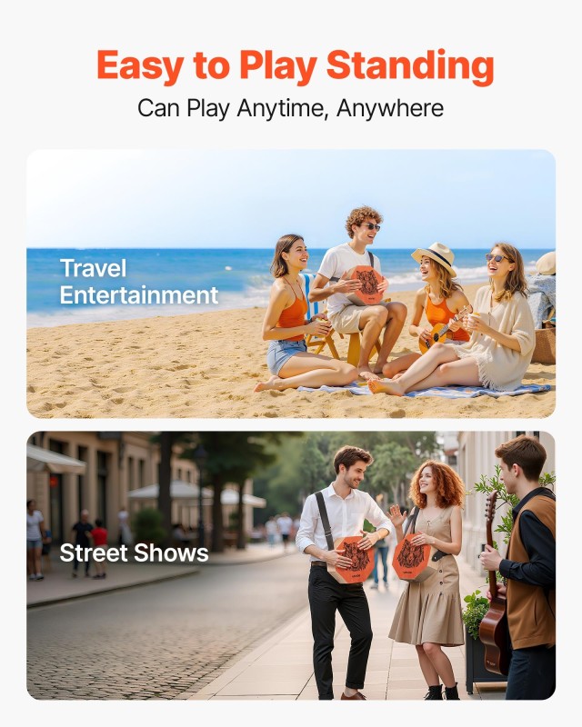 VEVOR Μοναδικό Κρουστό Cajon από Ξύλο Σημύδας με Χορδές Κιθάρας MXG...