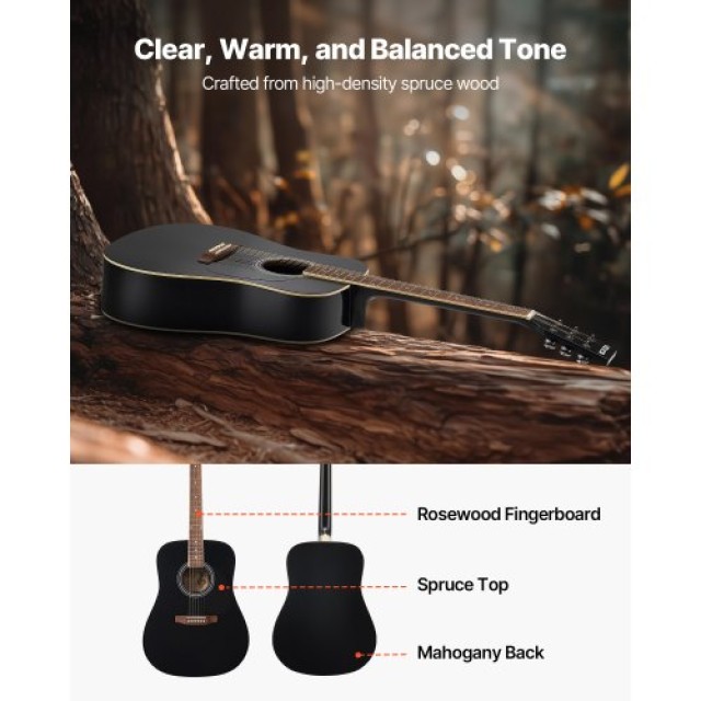 VEVOR Δέσμη Κιθάρας Dreadnought Ακουστικής για Ενήλικες Ψηλότερους ...