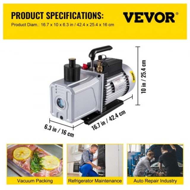 Διπλής Σκηνής Αντλία Κενού VEVOR 12CFM 340 L/min 1/4  12CFM1HPSJZKB0001V2