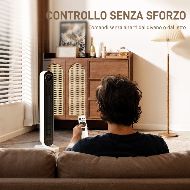 HOMCOM Θερμοανεμιστήρας ABS 2000W με Τηλεχειριστήριο, Περιστροφή κα...