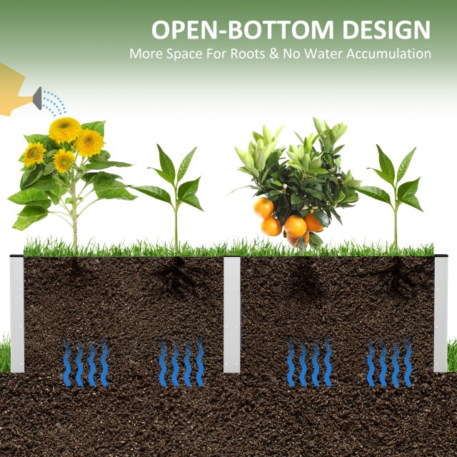 Outsunny Garden Planter με ανοιχτό πάτο από σύνθετο ξύλο και αλουμίνιο, 200x50x56 cm, γκρι 84H-096V00GY