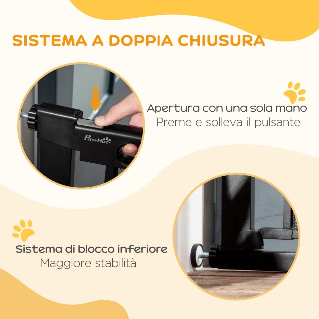 PawHut Extendable Pressure Dog Gate με Αυτόματο Κλείσιμο, σε ατσάλι και ABS, 75-103x76 cm, Μαύρο D06-144V01BK