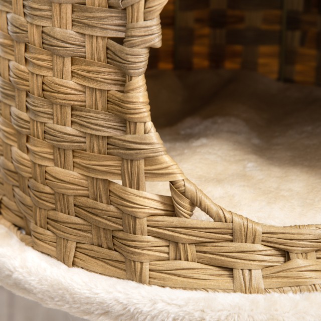 PawHut Scratching Post Tree για ενήλικες γάτες και γατάκια από ρείθρο 95 cm και σπίτι για γάτες σε Rattan και Πολωνούς στο Sisal D30-484