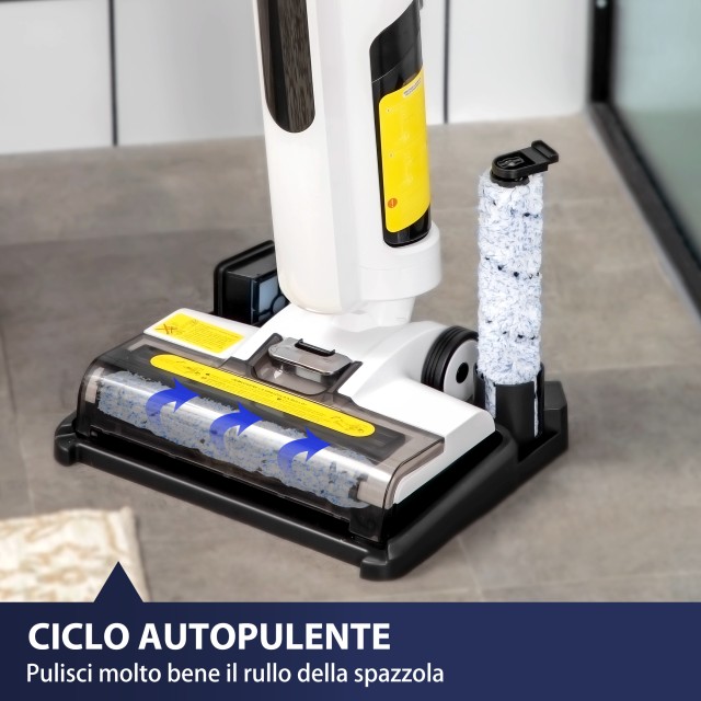 HOMCOM Wet & Dry ασύρματη ηλεκτρική σκούπα, ηλεκτρική σκούπα δαπέδου με 2 δεξαμενές 852-015V90WT