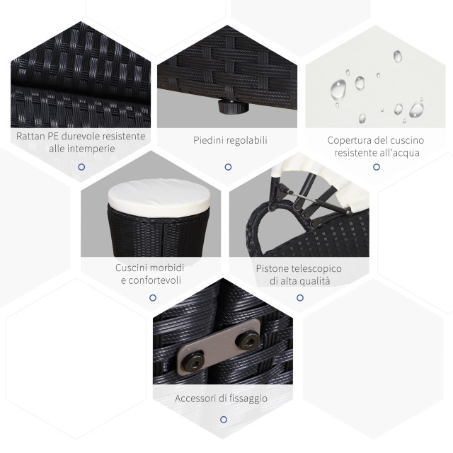 Outsunny Modular Σετ κυκλικός καναπές εξωτερικού χώρου σε μαύρο και μπεζ PE Rattan 862-021BK