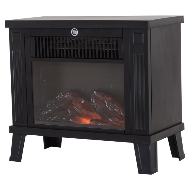 Ηλεκτρικό τζάκι δαπέδου HomCom 600W / 1200W με εφέ φλόγας, Μαύρο, 38,5 x 22 x 30,5 cm 820-065