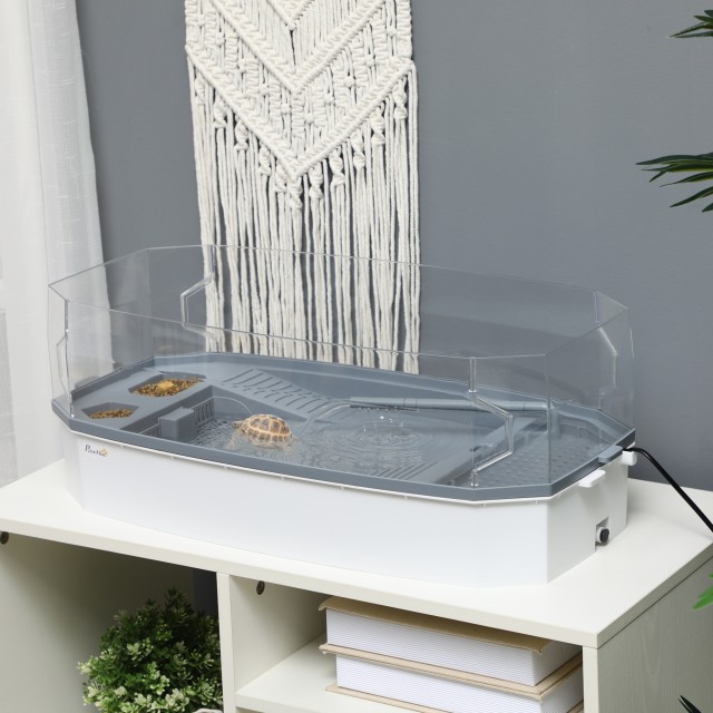 PawHut Multifunction Turtle Bath with Sole and Water Pump, 62x31x21cm, Λευκό D40-032V90WT