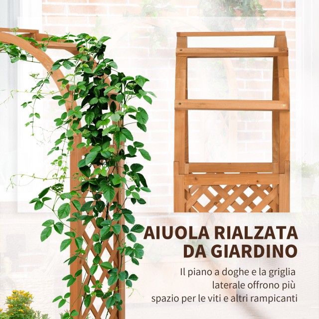 Outsunny Outsunny Outdoor Hollow Bottom Καφέ έλατο φυτευτή με διακοσμητικό τόξο και σχάρες αναρρίχησης, 83x36x152cm 845-777V00BN