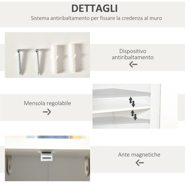 HOMCOM Μοντέρνος Ξύλινος Μπουφές, Ντουλάπα Πολλαπλών Χρήσεων για Σα...