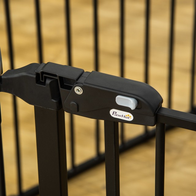 Πτυσσόμενη πύλη ασφαλείας PawHut 8 τμημάτων, Steel Dog Barrier Gate - Μαύρο D06-128V01BK