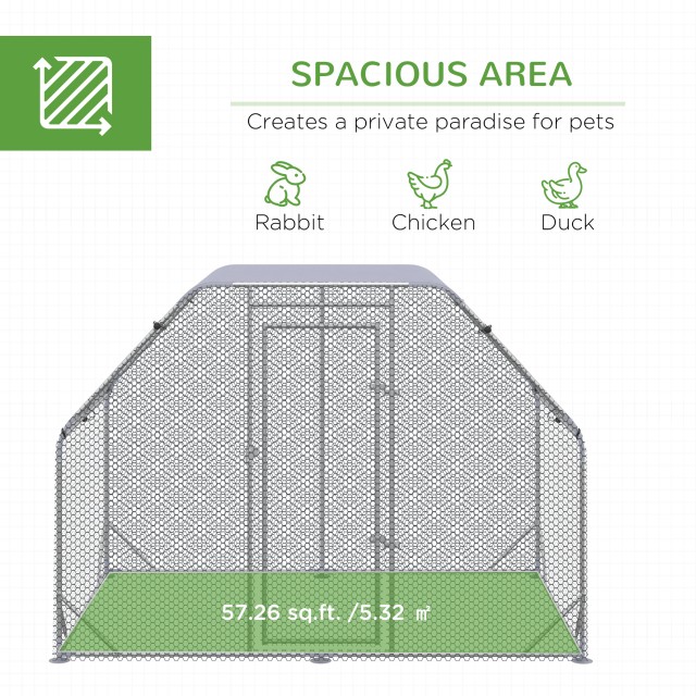 PawHut Chicken Run with Cover for 4-6 Chickens Steel, 280x190x195 cm D51-373V00SR
