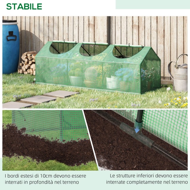 Outsunny Mini Garden Greenhouse με 3 κυλιόμενα παράθυρα και κάλυμμα...