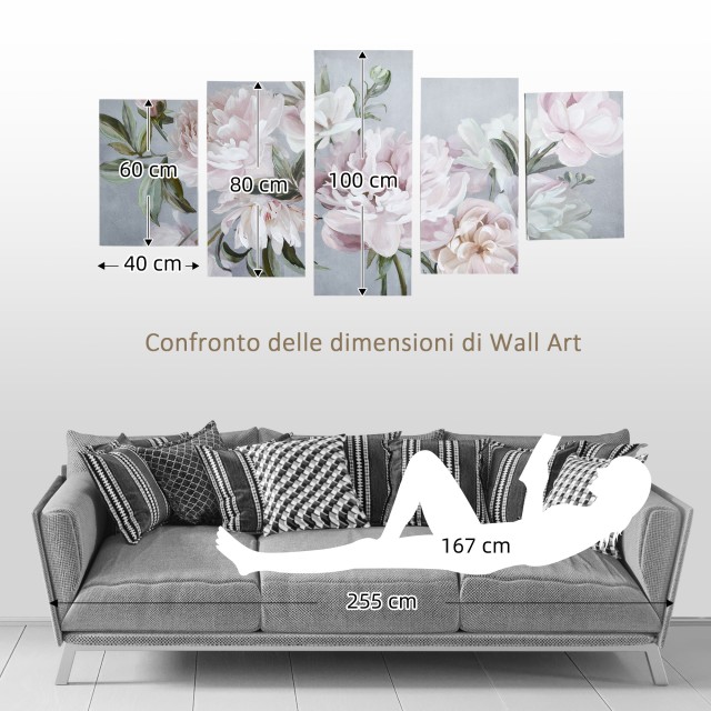 HOMCOM Canvas Prints Flowers, Ξύλο πεύκου για το σπίτι και το γραφείο, 200x100cm, Πολύχρωμο L00-020