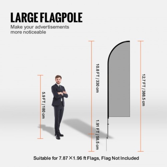 Σετ Ιστών Σημαίας VEVOR 2 Τεμ. 12.7 ft με Πάσσαλους για Έδαφος  QGY...