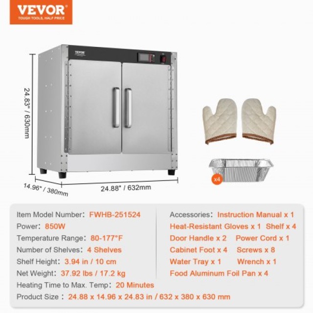VEVOR  Θερμαντικό Κουτί Τροφίμων 4 Επιπέδων με Δοχείο Νερού  XXSPBW...