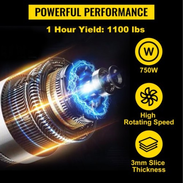 Επαγγελματική Κρεατομηχανή VEVOR 750W 3mm Ασημί  QPJLS3MM000000001V2