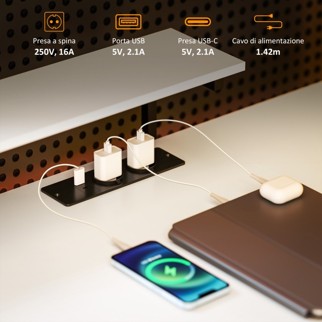 HOMCOM  Γωνιακό Γραφείο με Ηλεκτρική Πρίζα και USB, Ράφι και Βάση γ...