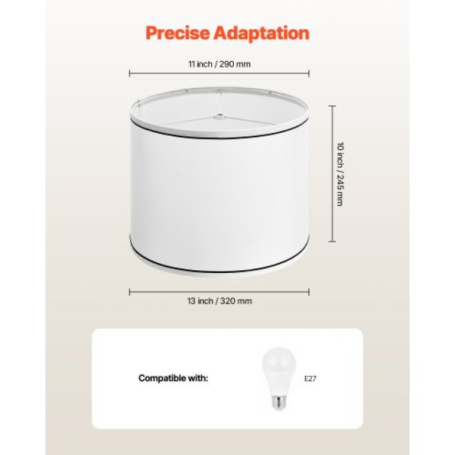 VEVOR Σετ 2 Λευκά Καπέλα Λάμπας με Harp 11x13x10 ίντσες (Μέγεθος Με...