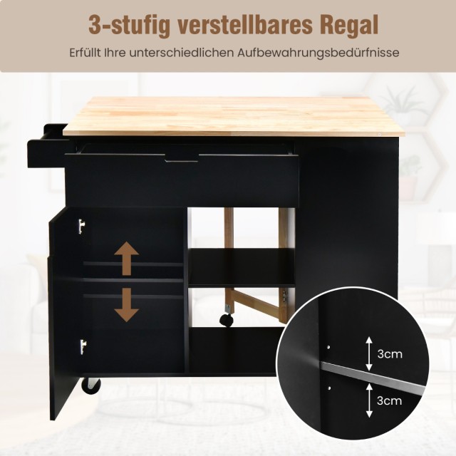 Costway Πολυλειτουργικό Καρότσι Κουζίνας 124 x 76 x 92 cm  με Επεκτ...