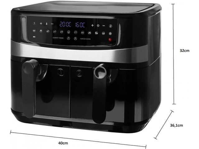 Διπλή Φριτέζα Αέρος XXL -Air Fryer 2400W 9lt Μαύρο AF-126672.4 Emerio
