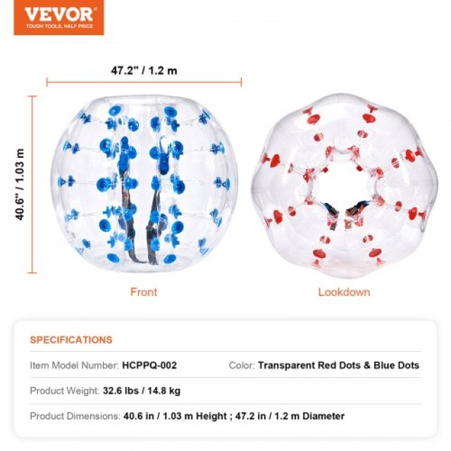 VEVOR Φουσκωτές Μπάλες Σύγκρουσης 2-Pack, 1.2M για Έφηβους  QSNKCQPPQZJ46REPAV0