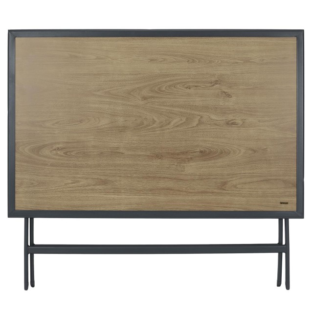 Home Deco Factory Μαύρο Μεταλλικό Τραπέζι με Ξύλινη Υφή, 110 x 71 x...