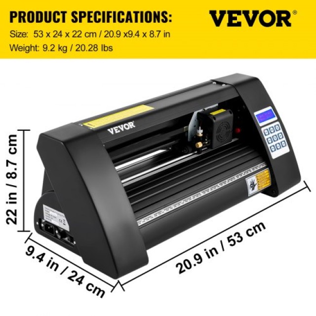 VEVOR Κοπτικό Βινυλίου 375mm με Οπτικό Μάτι και LED Οθόνη  KZJFLEXI375MM1V5BV2