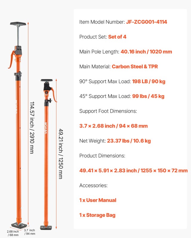 VEVOR Τηλεσκοπικός Μηχανισμός Υποστήριξης για Ντουλάπια, 125-291 εκ... VEVOR Τηλεσκοπικός Μηχανισμός Υποστήριξης για Ντουλάπια, 125-291 εκ...