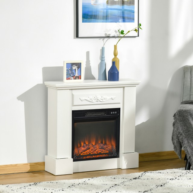 HOMCOM Ηλεκτρικό Τζάκι Δαπέδου 1800W με Εφέ Φλόγας, Τηλεχειριστήριο...
