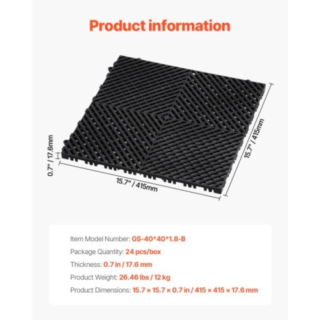 VEVOR  Πλακάκι Αποστράγγισης 40x40 εκ.  CKPSD157157I4GH6AV0