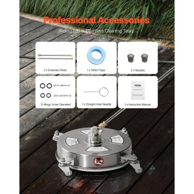 VEVOR Καθαριστής Επιφανειών Πίεσης 14 με Ρόδες 4000 PSI από Ανοξείδ...