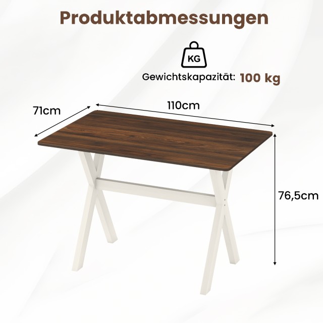 Costway Τραπέζι Φαγητού Ξύλινο 110 x 71 x 76 cm  με Χιαστή Βάση για...