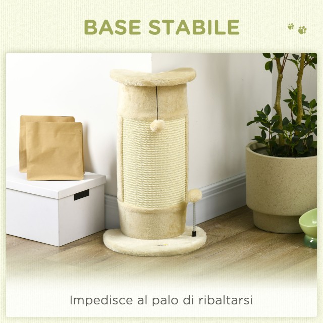 PawHut Scratching Tree για γάτες έως 5 κιλά με 2 μπάλες σιζάλ και βελούδινο, 34x25,5x58 cm, μπεζ D30-700V00BG