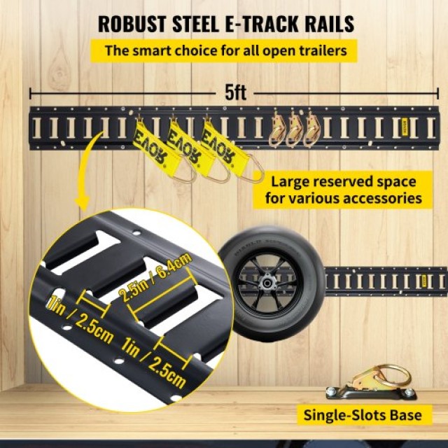 Σετ Δεσίματος VEVOR E Track, 30 Τεμ, 5FT Ράγες & Αξεσουάρ Ασφάλισης για Φορτία, Μοτοσυκλέτες & Ποδήλατα  HSPSE5FT28PCSYVR0V0