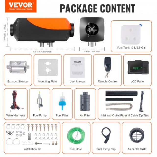 VEVOR Θερμαντήρας Diesel 12V 2KW Bluetooth για Αυτοκίνητο/Λεωφορείο/RV Εσωτερικού Χώρου  ZCJRQFT12V2KWF2BYV9