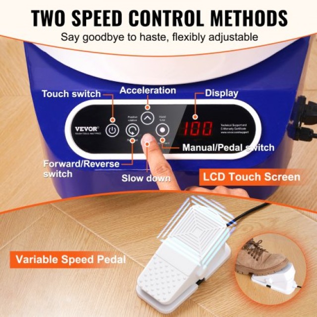 VEVOR Κεραμικός Τροχός 11 με Πεντάλ & Οθόνη Αφής 450W Μπλε  ZQLPJXS...