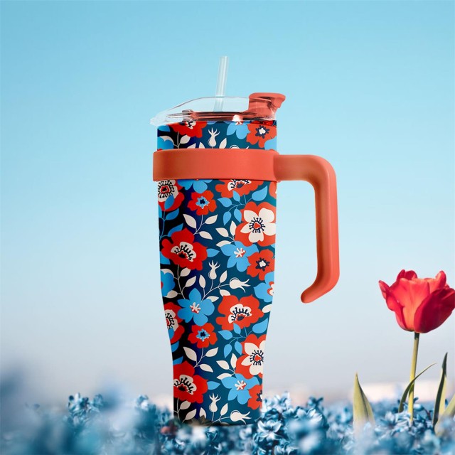 Θερμός Μεταλλικός 560ml Line Take Away Fleur - Κόκκινο KA0439-Red C...