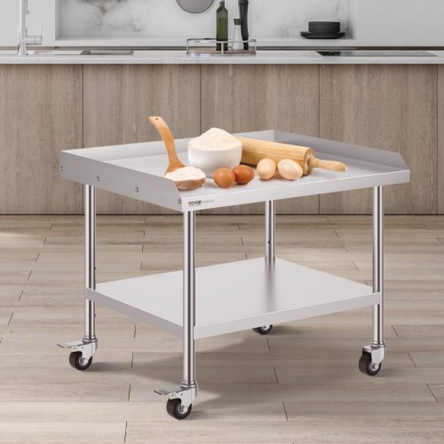 VEVOR Ανοξείδωτος Πάγκος 76x91cm με Ρόδες για Επαγγελματική Χρήση  ...