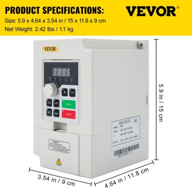 VEVOR Μετατροπέας Συχνότητας 3KW για Έλεγχο Ταχύτητας Κινητήρα  BPQDXN3KW220VEQ8AV7