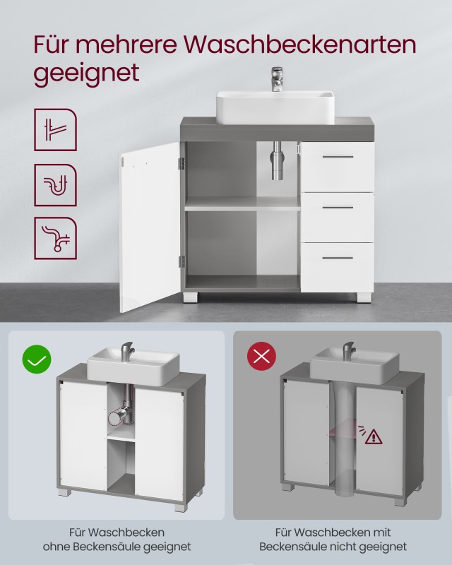 VASAGLE Ντουλάπι Μπάνιου Με Πόδια, 30 x 70 x 64 cm με 3 Μεγάλα Συρτ... VASAGLE Ντουλάπι Μπάνιου Με Πόδια, 30 x 70 x 64 cm με 3 Μεγάλα Συρτ...