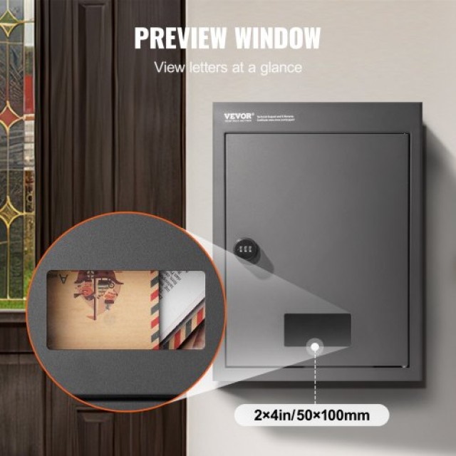 VEVOR Κουτί Αλληλογραφίας με Κωδικό 12.5x6.3x16.9 Μαύρο  CQXBX1256316TJ1FSV0
