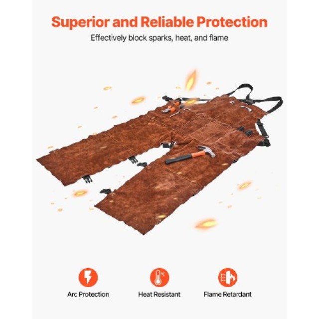 VEVOR Μέγεθος M: Δερμάτινη Ανθεκτική Ποδιά Συγκόλλησης με Διαχωρισμ...