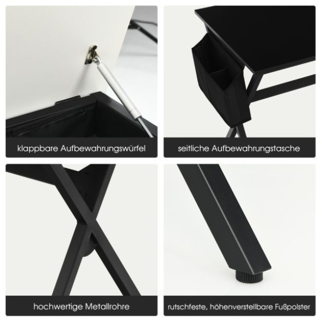 Μεταλλικό Γραφείο με Ξύλινη Επιφάνεια 120 cm x 60 cm x 73,5 cm Χρώματος Μαύρο COSTWAY HW66465BK