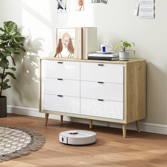 HOMCOM Συρταριέρα με 6 Συρτάρια από Ξύλο για Κρεβατοκάμαρα, 110x40x... HOMCOM Συρταριέρα με 6 Συρτάρια από Ξύλο για Κρεβατοκάμαρα, 110x40x...