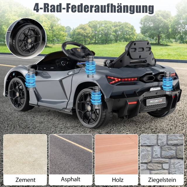 Costway Παιδικό Ηλεκτρικό Αυτοκίνητο Lamborghini Revuelto 12V με LED Φώτα - Γκρι TQ10372DE-GR