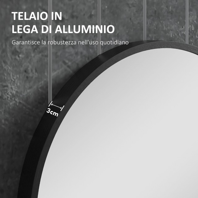 HOMCOM Οβάλ Καθρέφτης Μπάνιου 60x90cm με Μαύρο Αλουμινένιο Πλαίσιο ...