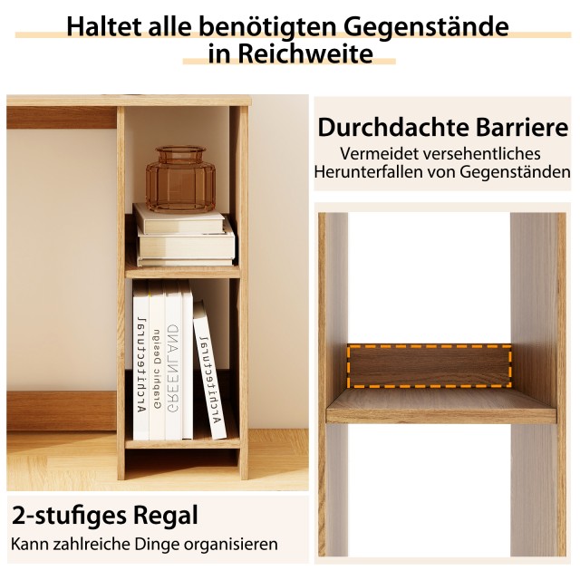 Costway Μικρό Γραφείο με 2 Θήκες Υπολογιστή - Γραφείο 80 x 40 x 74 ...