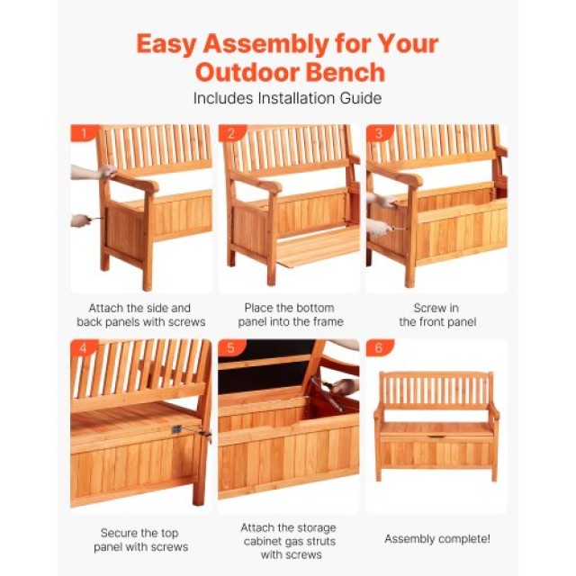 VEVOR Υπαίθριος Ξύλινος Πάγκος Αποθήκευσης 33 Gal Αδιάβροχος MZHWCW...